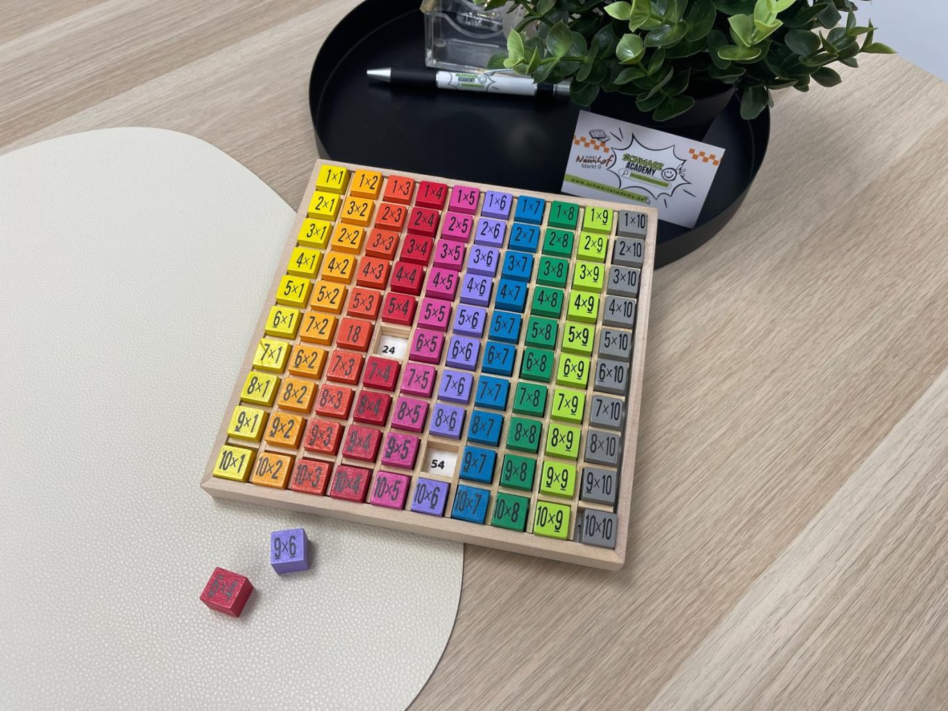 buntes 1x1 Feld aus Holz zum Lernen